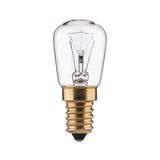 Kleine Glühlampe mit transparentem Glas und goldfarbenem Schraubsockel für Beleuchtungslösungen