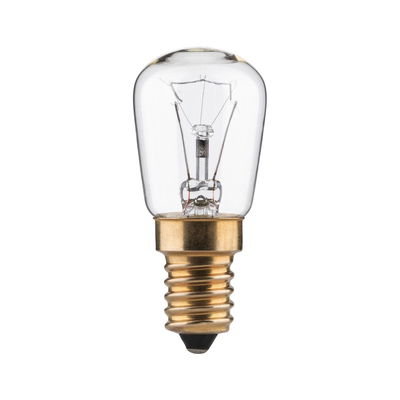 Kleine Glühlampe mit transparentem Glas und goldfarbenem Schraubsockel für Beleuchtungslösungen