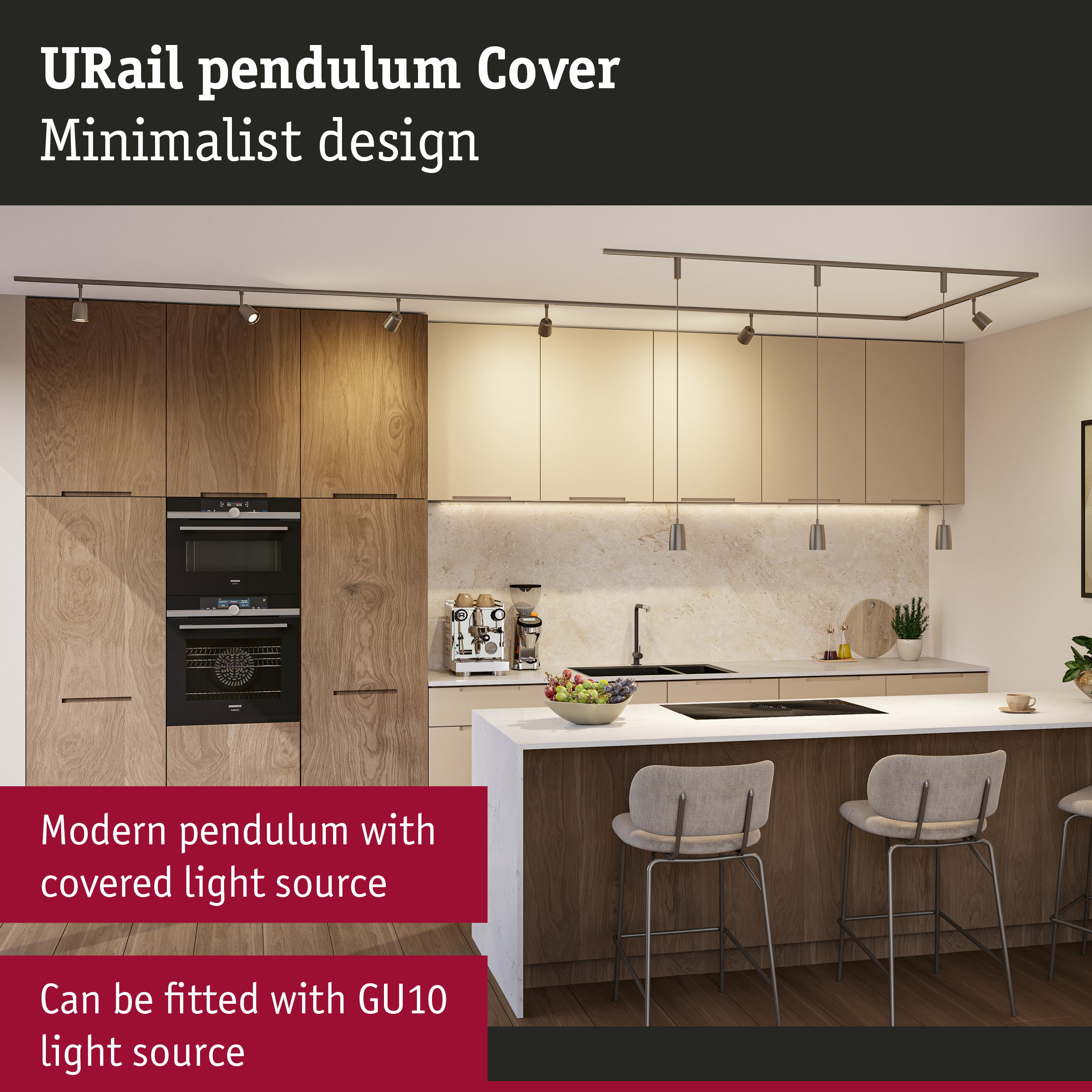 URail Pendants Cover GU10 max. 10W dimmable 230V Titanium