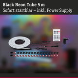 Schwarzes 5 Meter Neonlicht mit Fernbedienung und Netzteil, LED-Lichtband für Raumbeleuchtung