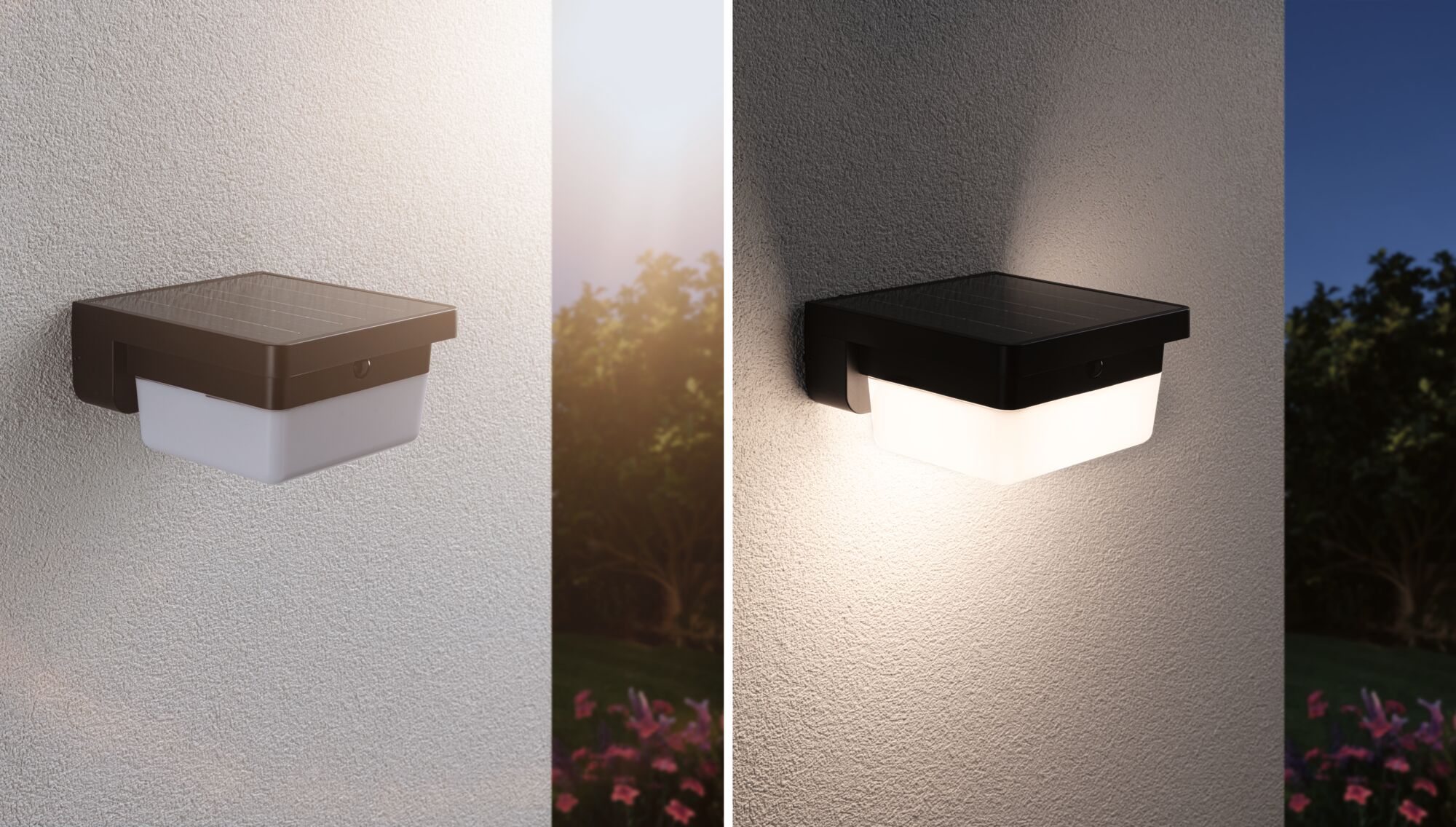Hybrid Applique d'extérieur LED Isleen House 230V + Solaire IP44 carré 163x163mm 3000K 2,3W 230lm 230V Noir