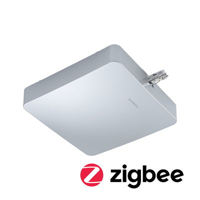 Square silver aluminum ceiling adapter with Zigbee for smart lighting control