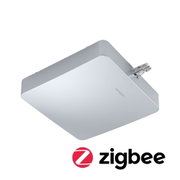 Paulmann square silver aluminium LED ceiling light with Zigbee smart home connectivity