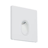 Quadratischer weißer LED-Wandeinbauleuchte mit ovalem Lichtaustritt aus Kunststoff