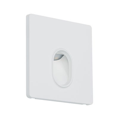 Quadratischer weißer LED-Wandeinbauleuchte mit ovalem Lichtaustritt aus Kunststoff