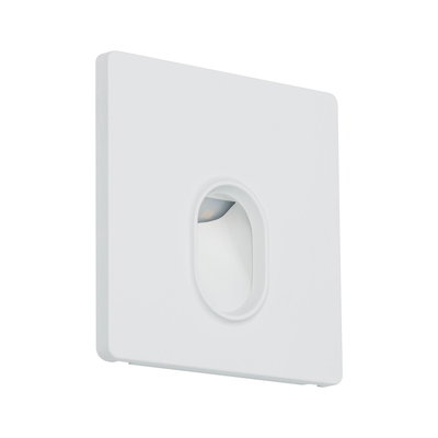 Square white LED wall recessed light with oval light outlet made of plastic