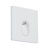 Square white LED wall recessed light with oval light outlet made of plastic