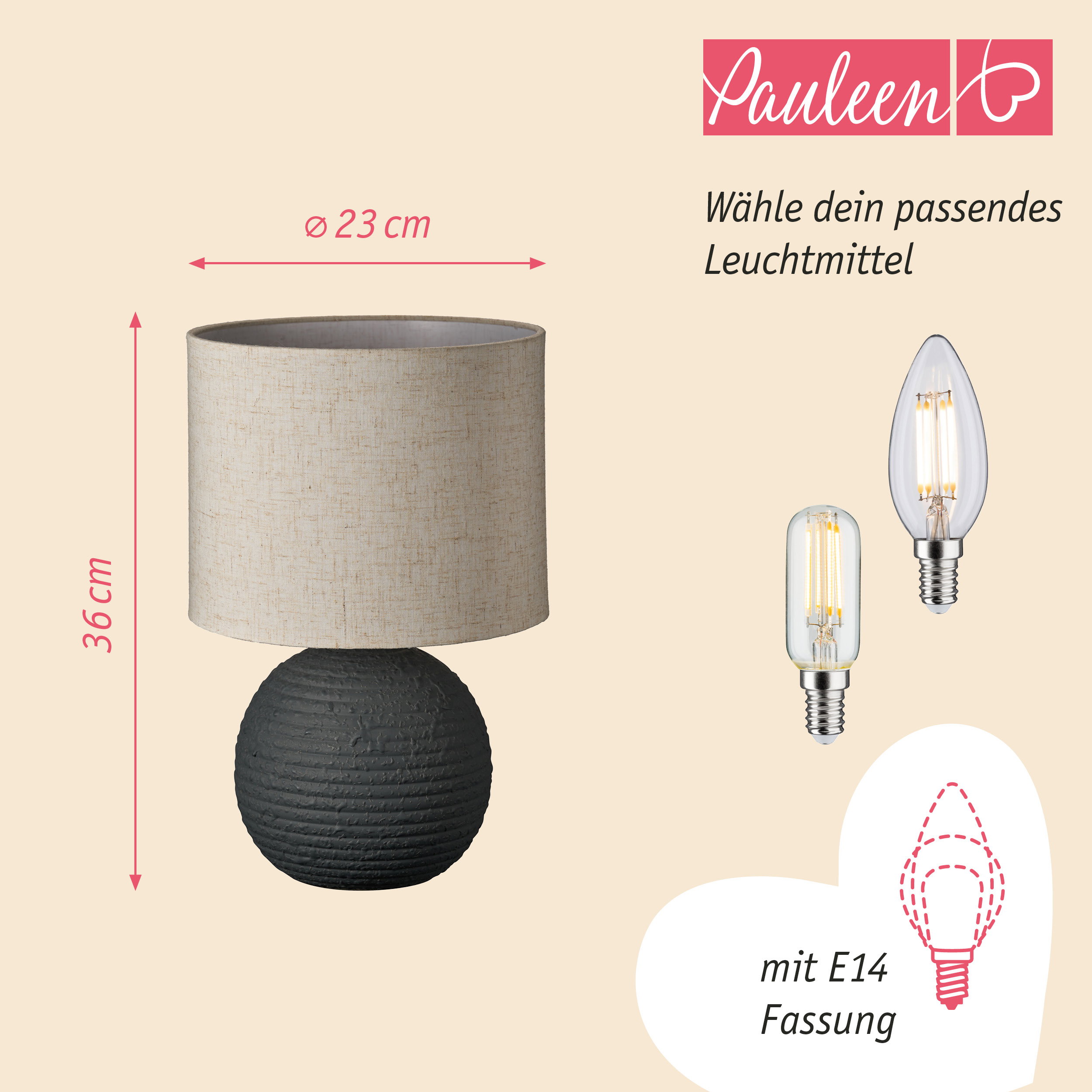 Paulmann Pauleen Tischleuchte Pure Beauty E14 max. 20W Anthrazit/Weiß