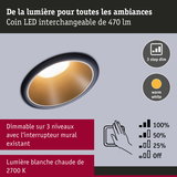 Spot LED encastré avec lumière blanc chaud 2700K et variation sur 3 niveaux par interrupteur mural
