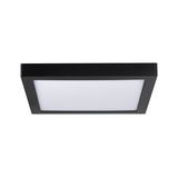 Black square LED ceiling light with white diffuser for modern room lighting and energy efficiency
