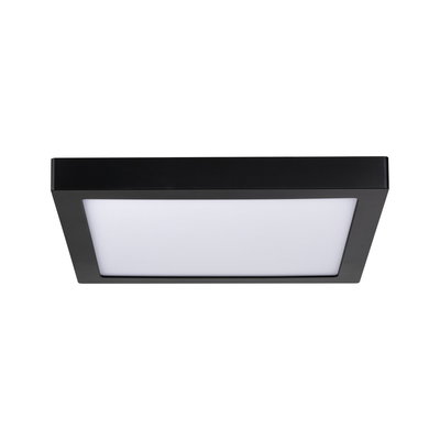 Black square LED ceiling light with white diffuser for modern room lighting and energy efficiency