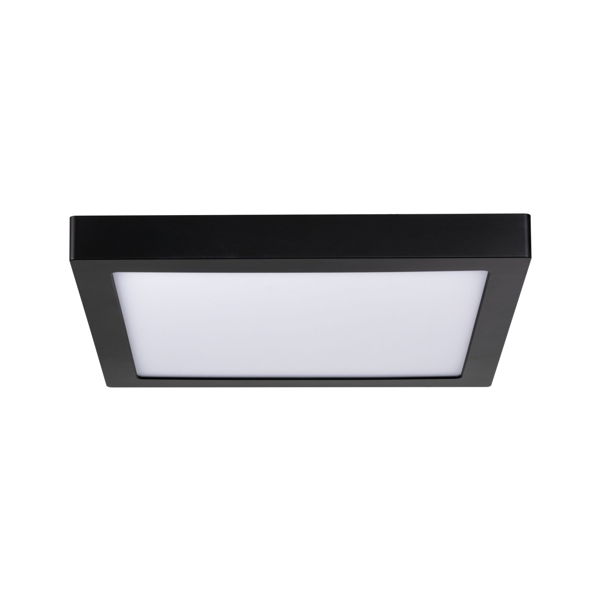 Schwarze quadratische LED-Deckenleuchte mit weißem Diffusor aus Kunststoff für moderne Beleuchtung
