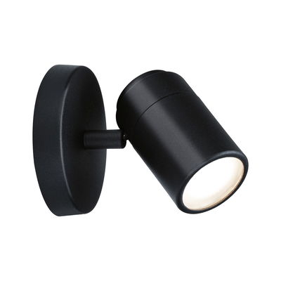 Applique murale LED noire en métal avec base ronde et tête orientable pour éclairage d'accentuation