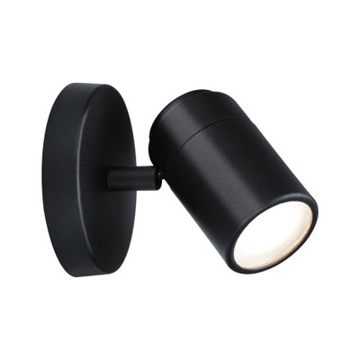 Applique murale LED noire en métal avec base ronde et tête orientable pour éclairage d'accentuation