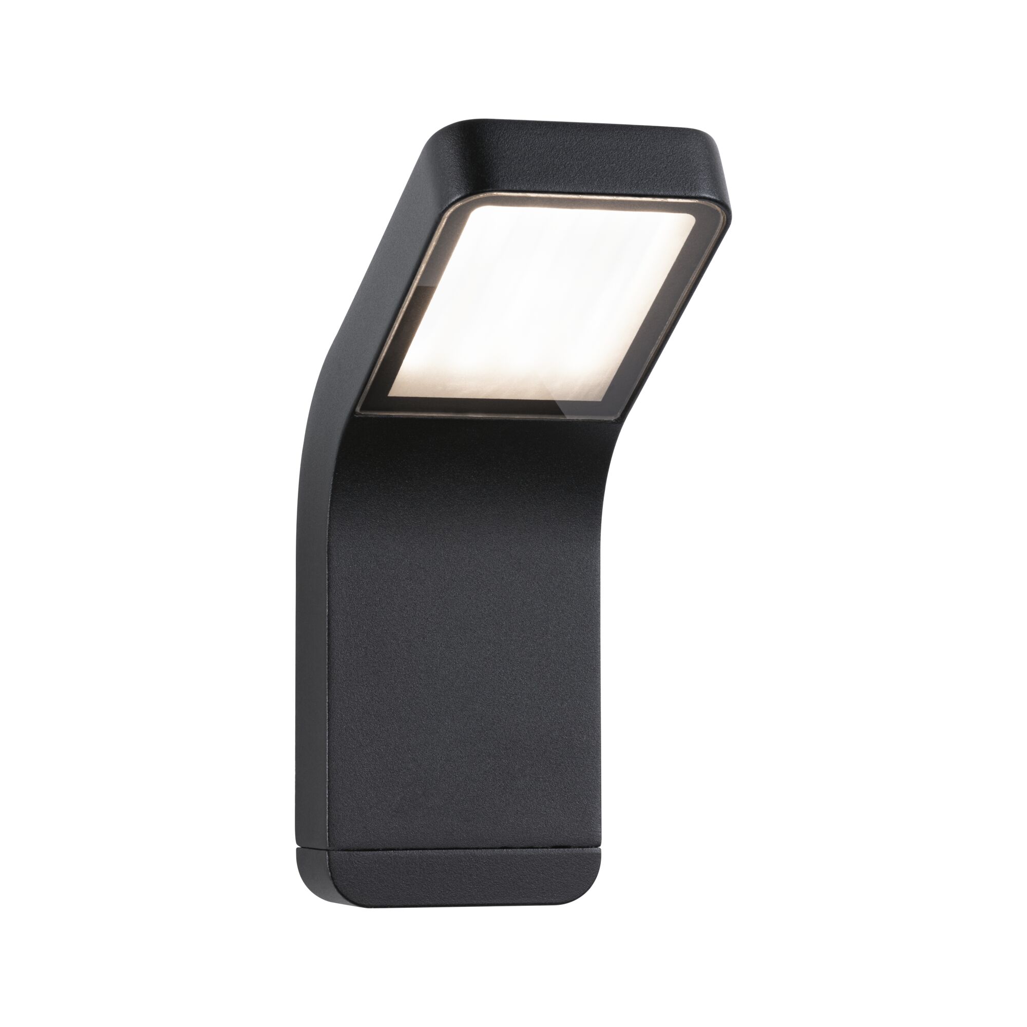 Schwarze LED-Außenwandleuchte aus Metall mit modernem Design und warmweißem Licht für Garten und Terrasse