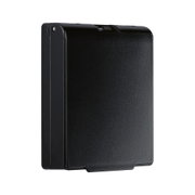 Black plastic housing with smooth surface, compact design for electronics or lighting technology.