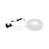 Witte LED-lichtstrip met adapter, clips en schroeven voor flexibele verlichtingsoplossingen