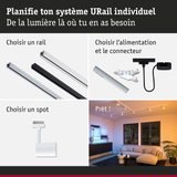 Système de rail modulaire URail en aluminium noir et blanc pour éclairage LED flexible