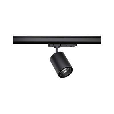 Black metal LED spotlight for track systems, dimmable and adjustable for accent lighting
