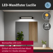 LED-Wandfluter Lucille in Schwarz mit warmweißem Licht, dimmbar in 3 Stufen für Wohnraumbeleuchtung