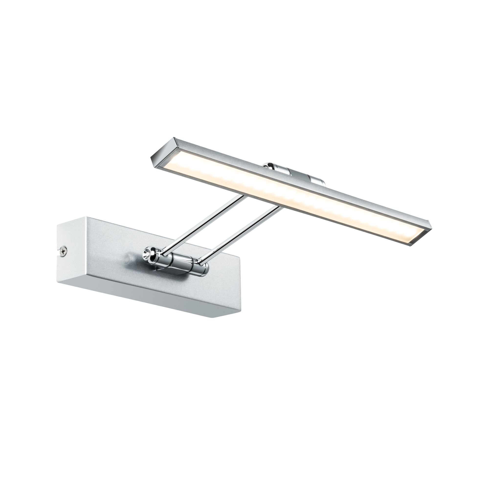 Modern chrome LED wall light with warm white illumination for stylish room lighting