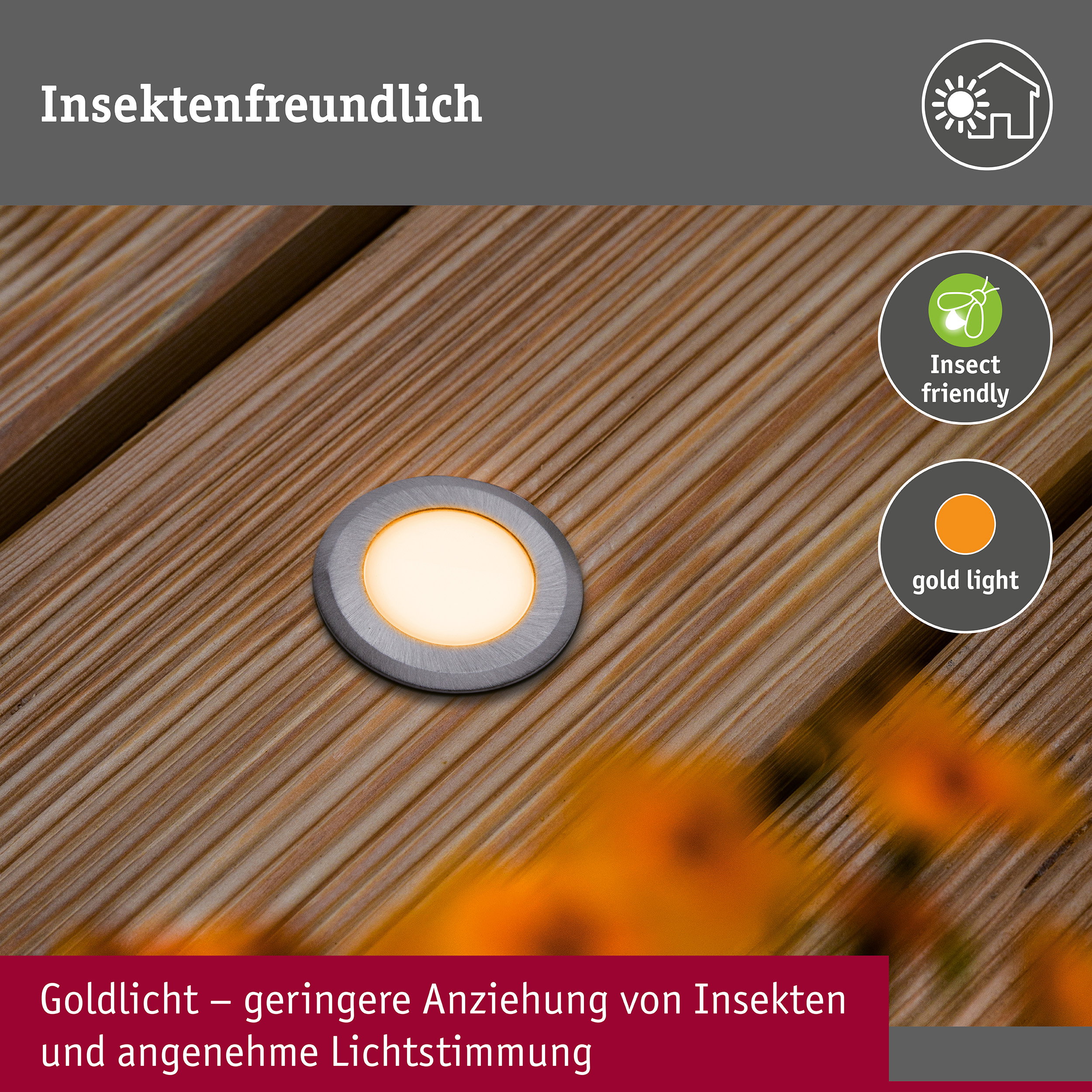 LED Bodeneinbauleuchte Floor insektenfreundlich IP67 rund 50mm 2200K 2,2W 60lm 230V Alu Kunststoff/Metall