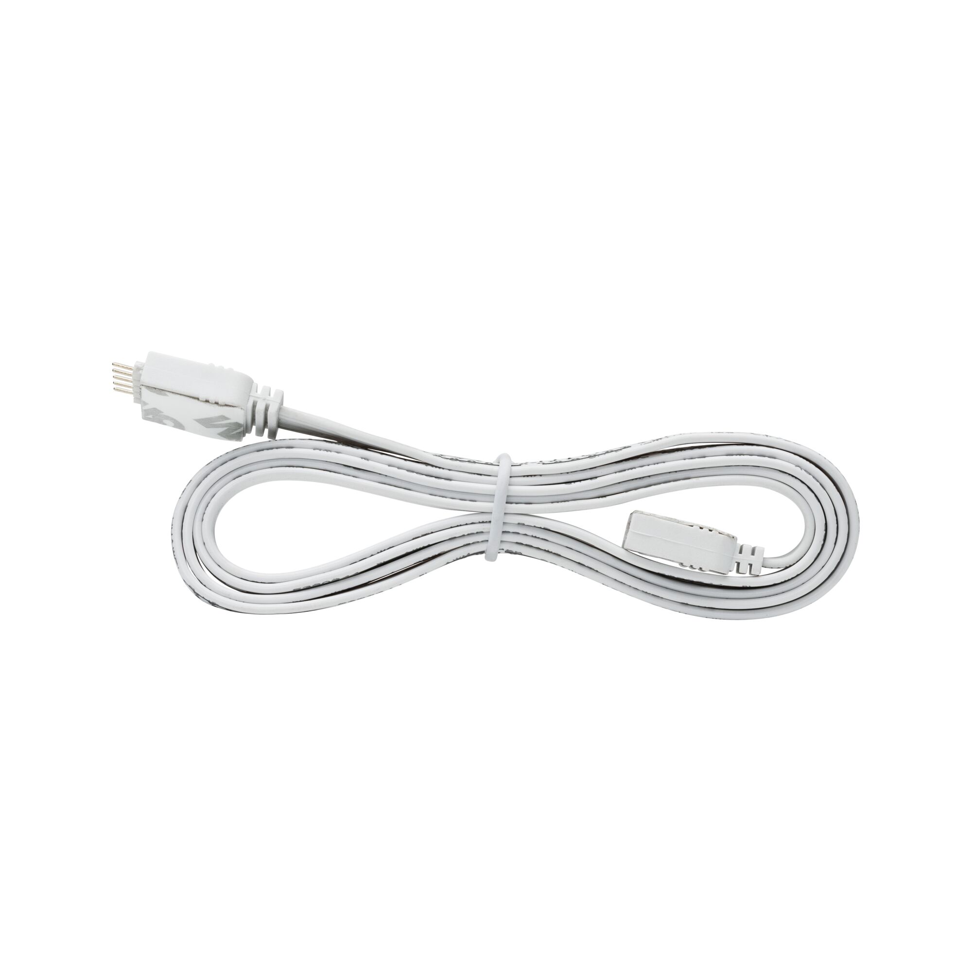 Câble plat blanc avec connecteurs, adapté pour éclairage LED et systèmes de contrôle lumineux