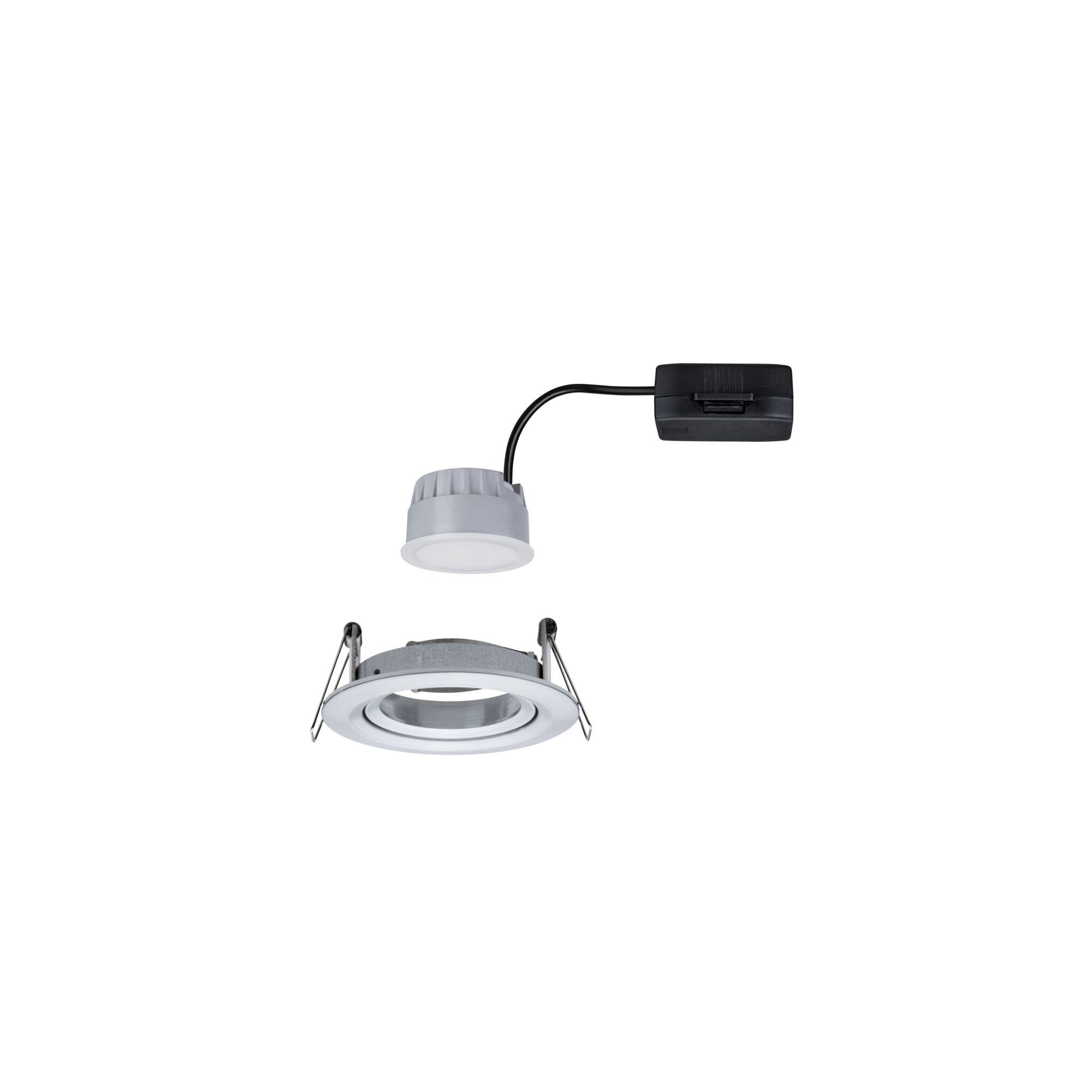 Spot encastré LED blanc avec cadre métallique et câble de connexion noir pour éclairage moderne