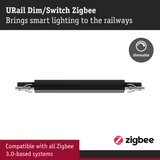 Black URail Dim/Switch Zigbee rail adapter with dimmable feature for smart lighting control