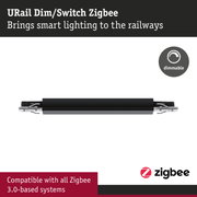 Black URail Dim/Switch Zigbee rail adapter with dimmable feature for smart lighting control