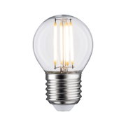 Kleine LED-Glühbirne mit transparentem Glas und silbernem Metallgewinde für energiesparende Beleuchtung