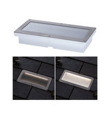Rectangular stainless steel recessed light with frosted glass for outdoor use, energy-saving LED lighting