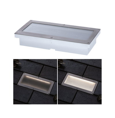Rechteckige Edelstahl-Einbauleuchte mit milchigem Glas für Außenbereiche, energiesparende LED-Beleuchtung