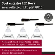 Spot encastré LED Nova en aluminium blanc avec douille GU10 et lampe interchangeable