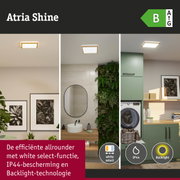 Atria Shine LED-plafondlamp met houten frame, warm wit licht, IP44 bescherming en backlight-technologie
