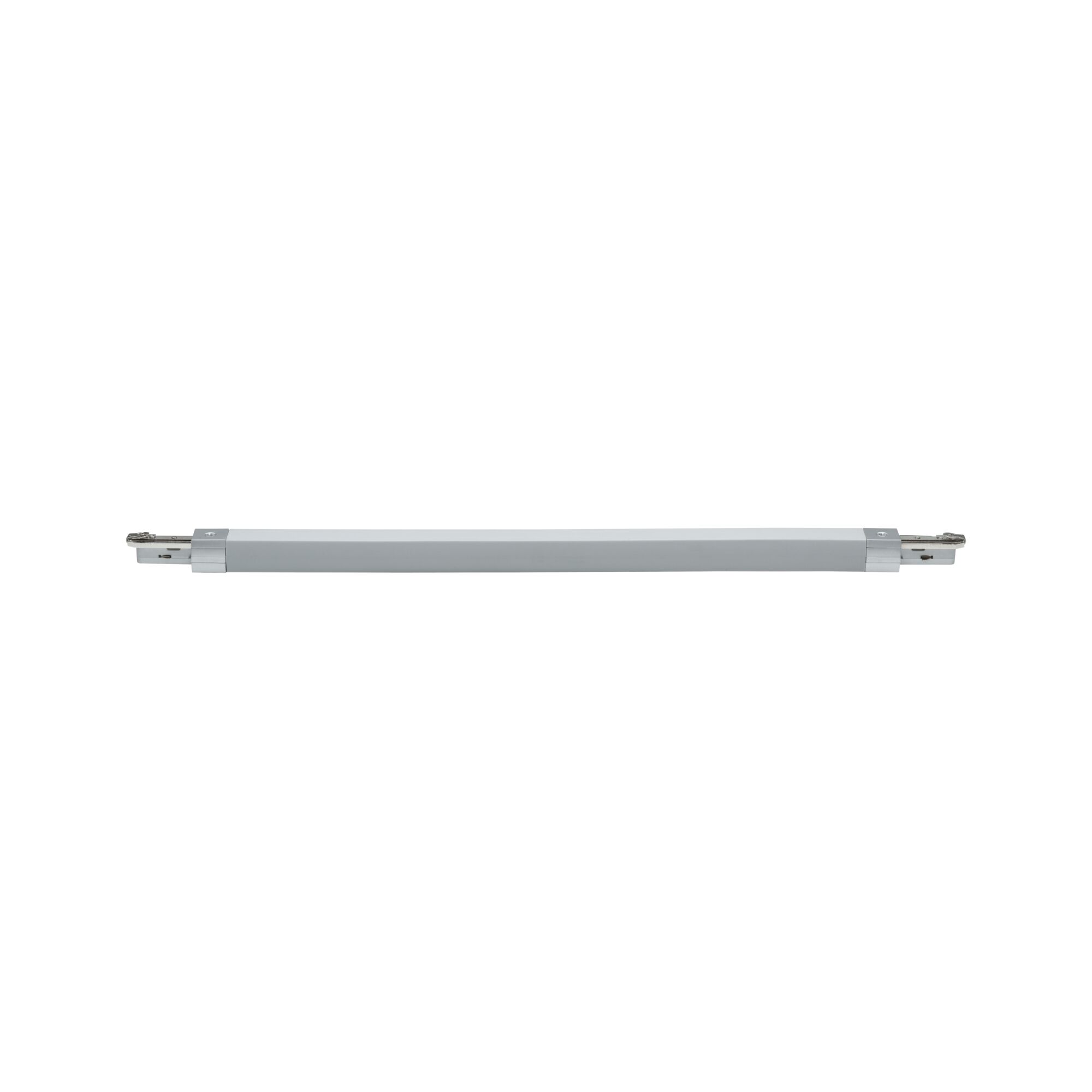 Länglicher grauer Aluminium-LED-Schienenverbinder für flexible Lichtsysteme im Innenbereich.