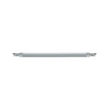 Langwerpige grijze aluminium LED-railsverbinder voor flexibele binnenverlichtingssystemen.