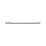 Long grey aluminum LED track connector for flexible indoor lighting systems and installations.