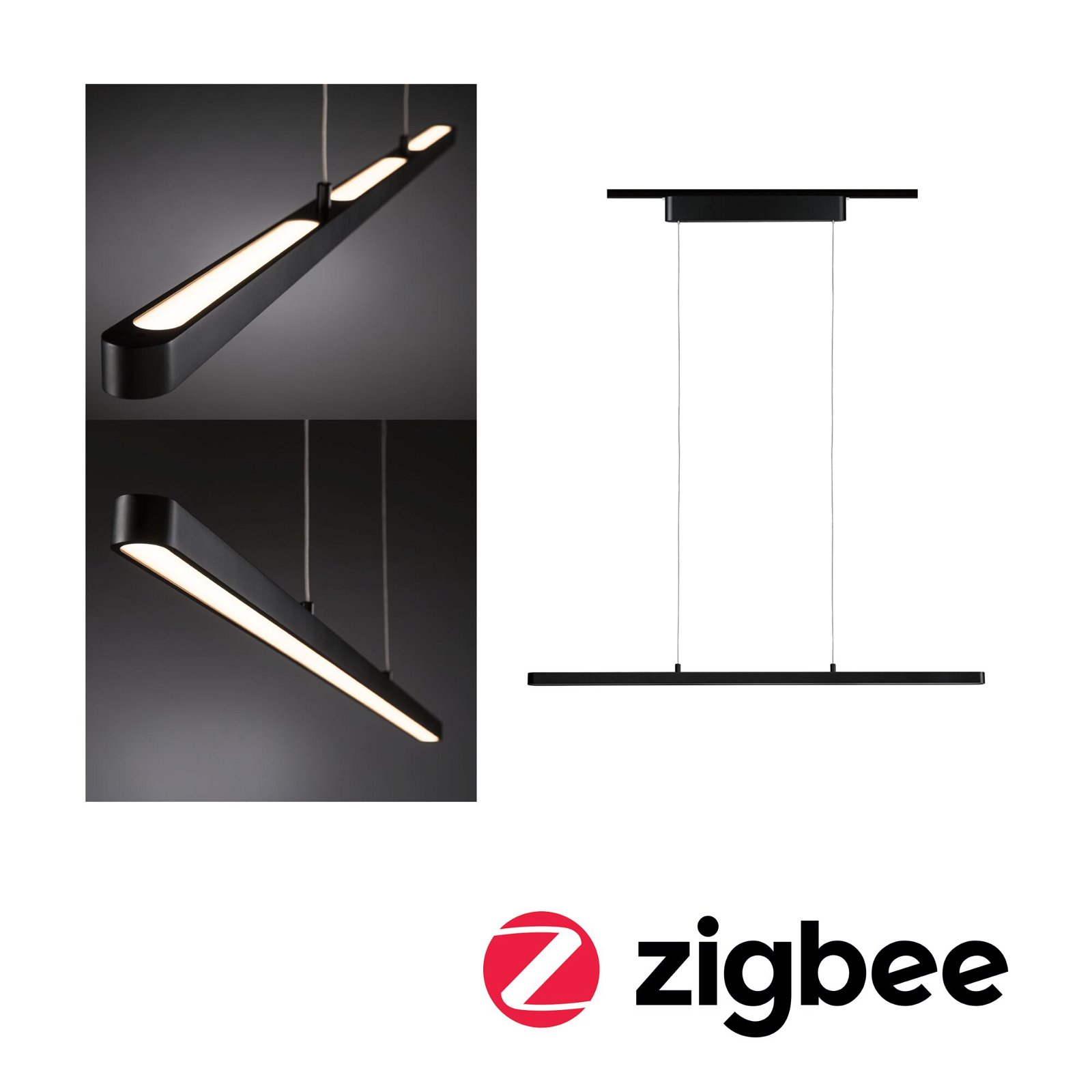 URail LED Pendant Smart Home Zigbee Lento 3x1800lm 3x13,5W Tunable White dimmable 230V Black matt