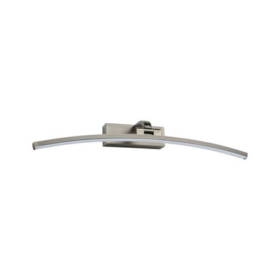 Curved LED wall light in brushed silver metal for modern indoor lighting solutions