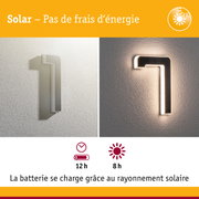 Applique murale LED blanche solaire avec panneau solaire intégré et longue autonomie de batterie