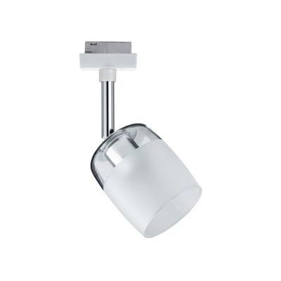 Modern white LED spotlight with glass and metal materials for flexible indoor lighting solutions