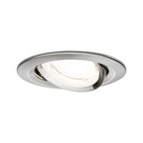 Spot encastré rond orientable en acier inoxydable brossé pour éclairage LED moderne.