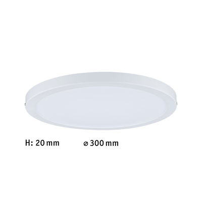 Plafonnier LED rond et plat blanc de 300 mm de diamètre et 20 mm de hauteur pour éclairage moderne