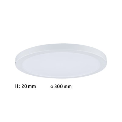 Plafonnier LED rond et plat blanc de 300 mm de diamètre et 20 mm de hauteur pour éclairage moderne
