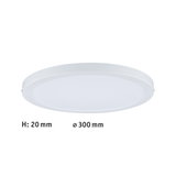 Flache runde LED-Deckenleuchte in Weiß mit 300 mm Durchmesser und 20 mm Höhe für moderne Beleuchtung
