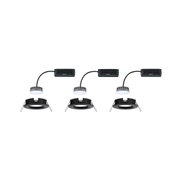 Three black LED recessed spotlights with separate driver and white diffuser for modern room lighting