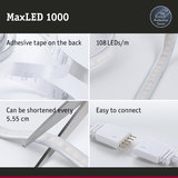 MaxLED 1000 LED strip with adhesive tape, 108 LEDs per meter, cuttable every 5.55 cm, easy to connect