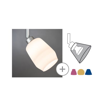 Spot de plafond moderne avec verre blanc et métal argenté, lumière LED dimmable pour intérieur