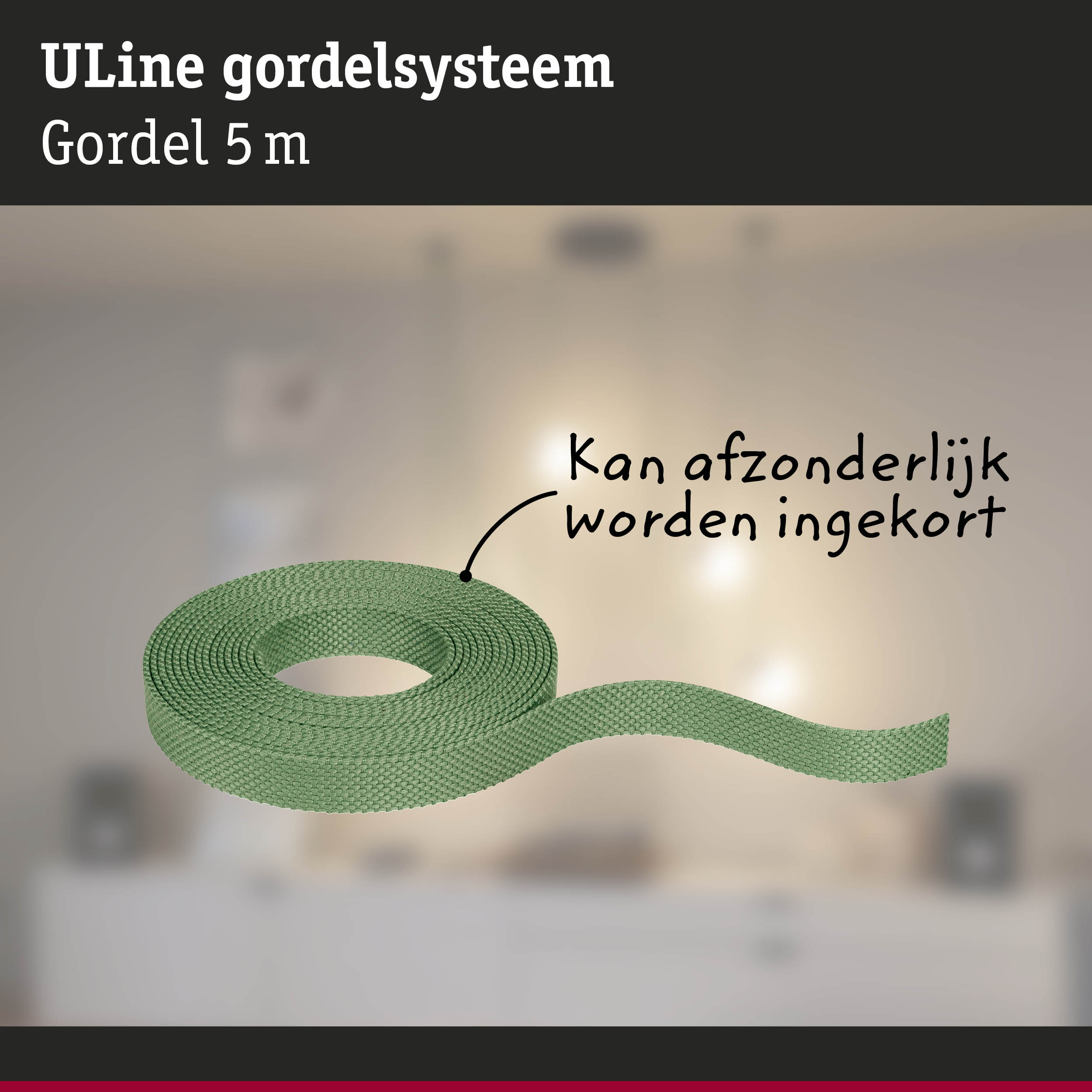 Groene ULine gordel van 5 meter lang, gemaakt van duurzaam materiaal voor veelzijdig gebruik